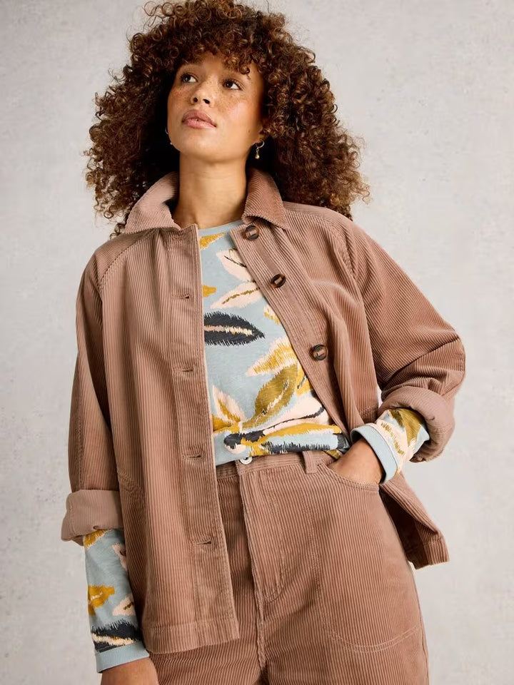 Veste côtelée couleur latté Eden