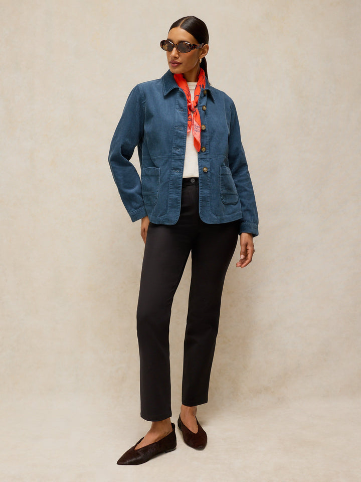 Veste boutonnée de coton biologique et lyocell - Avec col tailleur et poches