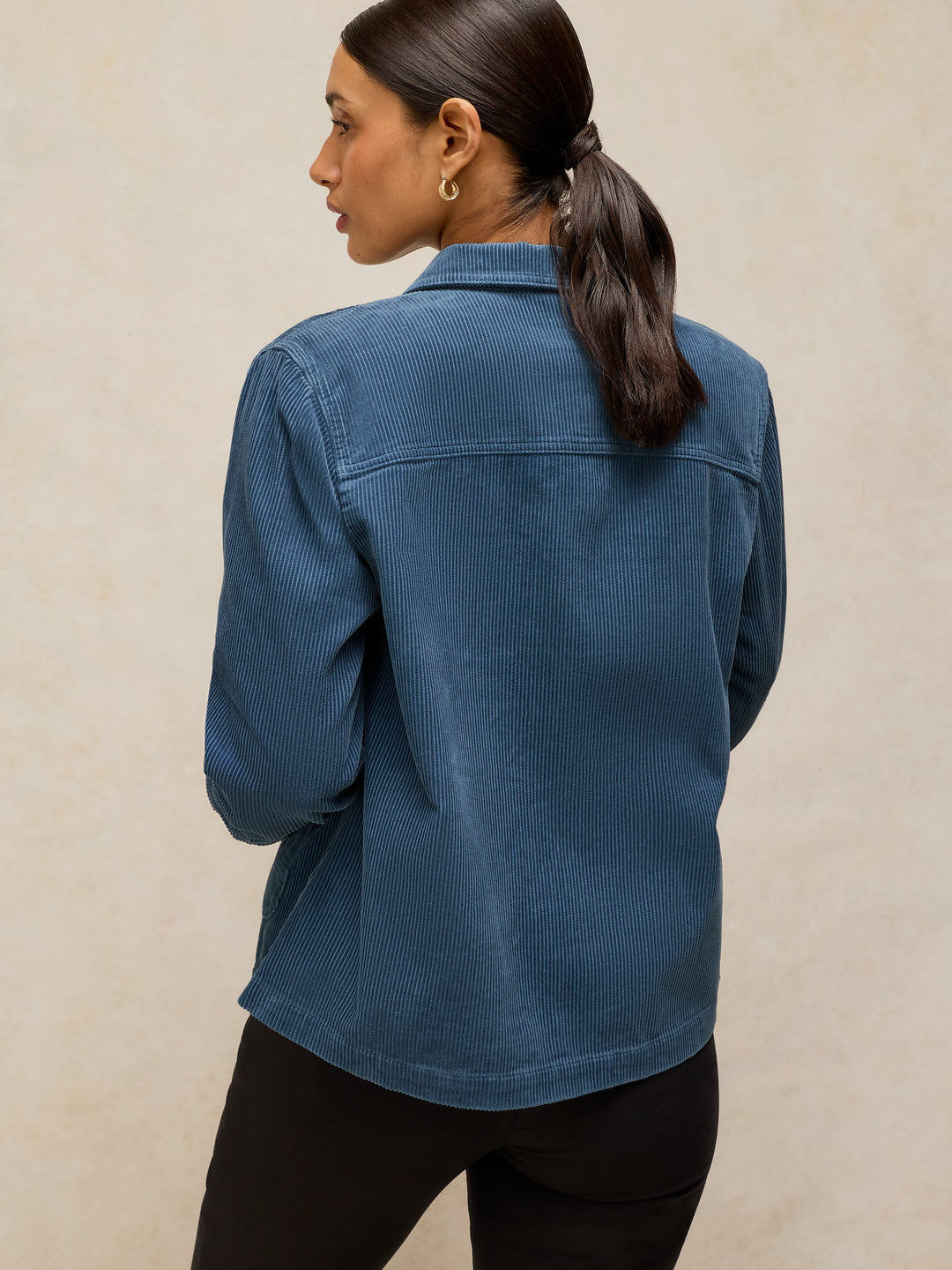 Veste boutonnée de coton biologique et lyocell - Avec col tailleur et poches