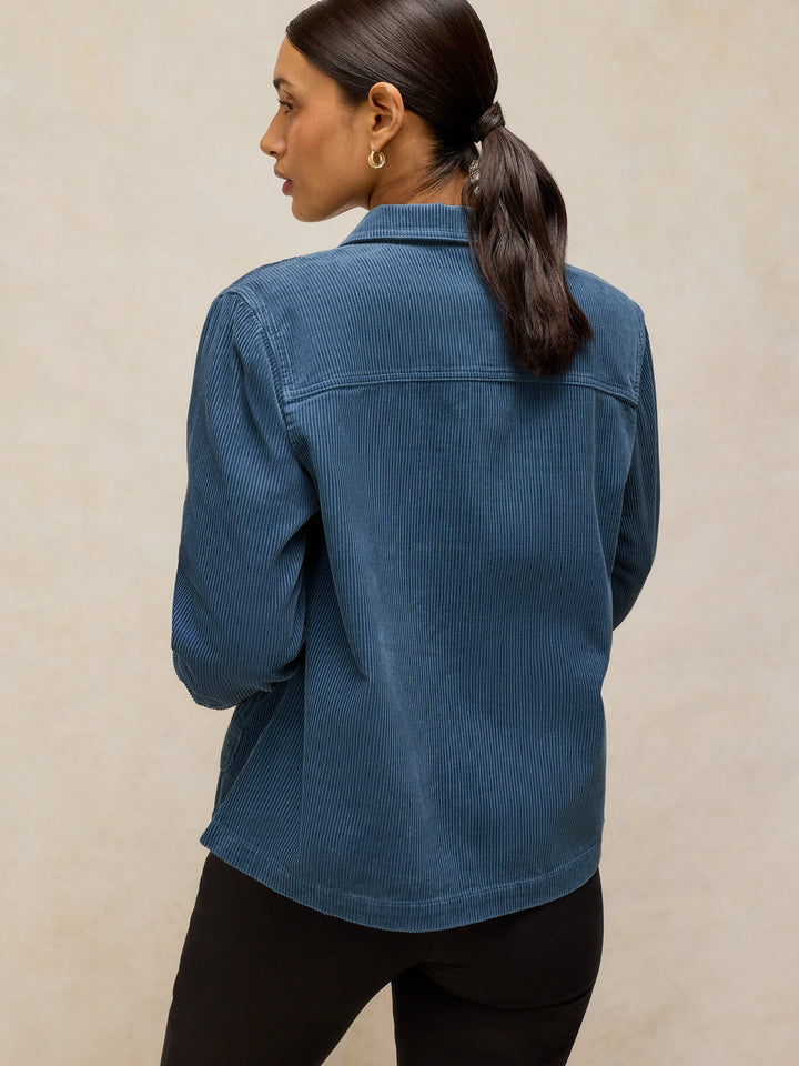 Veste boutonnée de coton biologique et lyocell - Avec col tailleur et poches