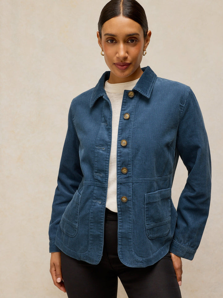 Veste boutonnée de coton biologique et lyocell - Avec col tailleur et poches