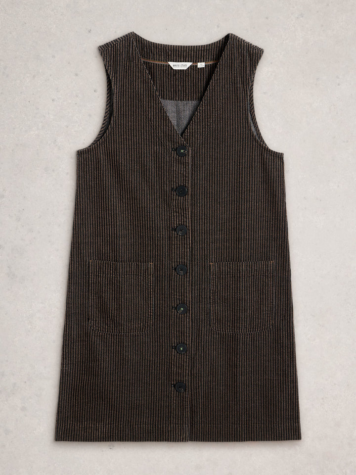 Salopette-robe en velours côtelé Rose