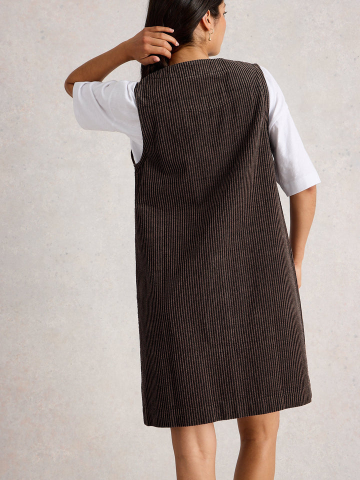 Salopette-robe en velours côtelé Rose