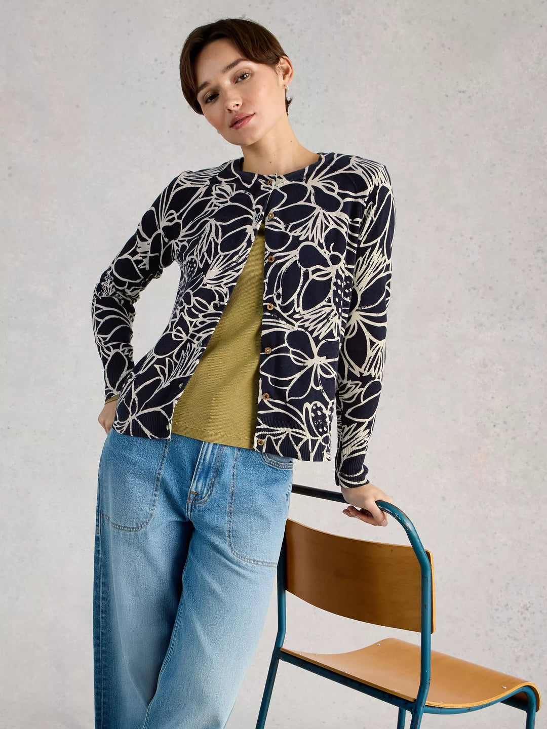 Lulu Print Cardigan - Lightweight long-sleeve organic cotton knit