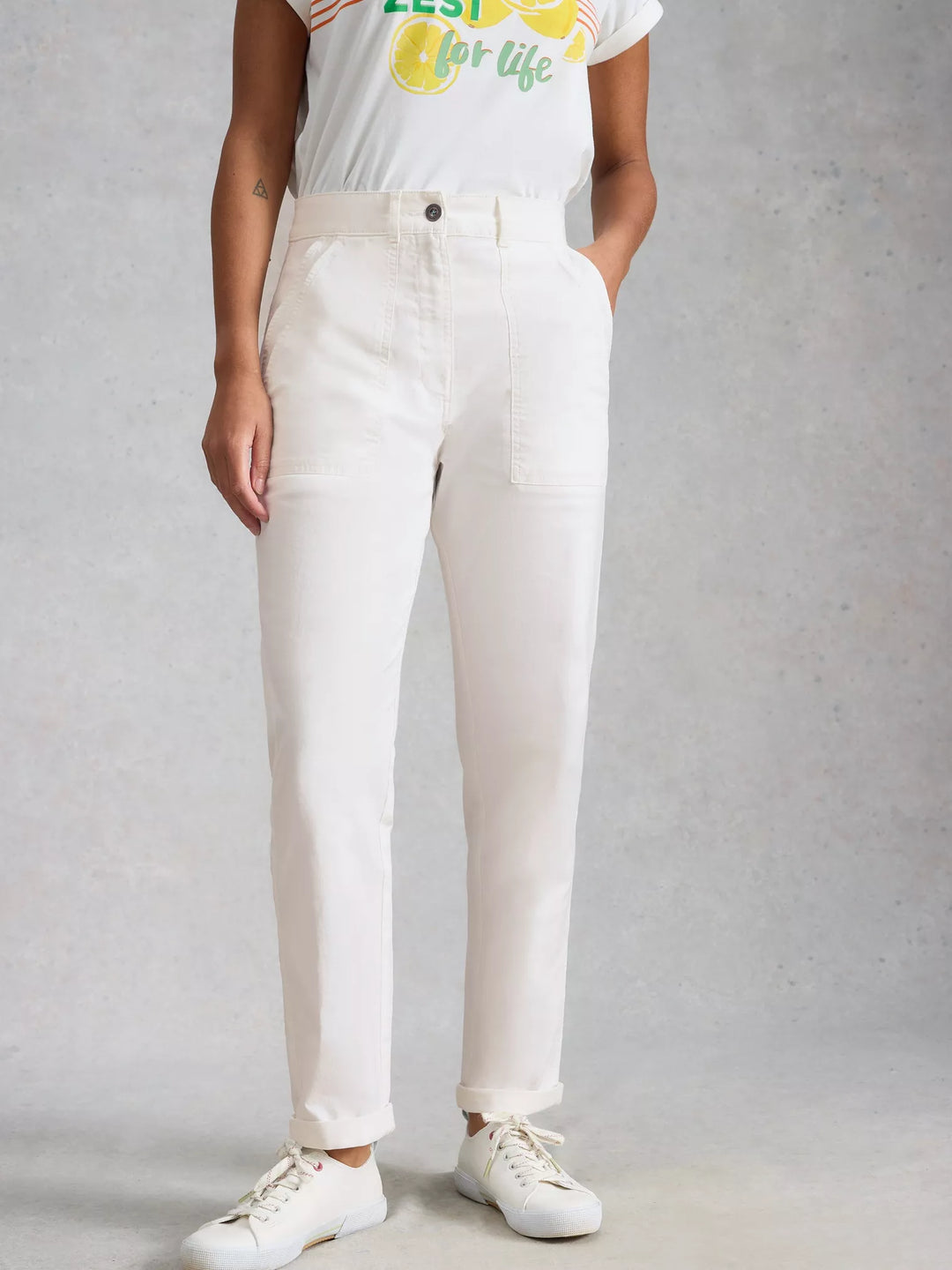 Pantalon longueur cheville - Extensible en coton biologique et lin