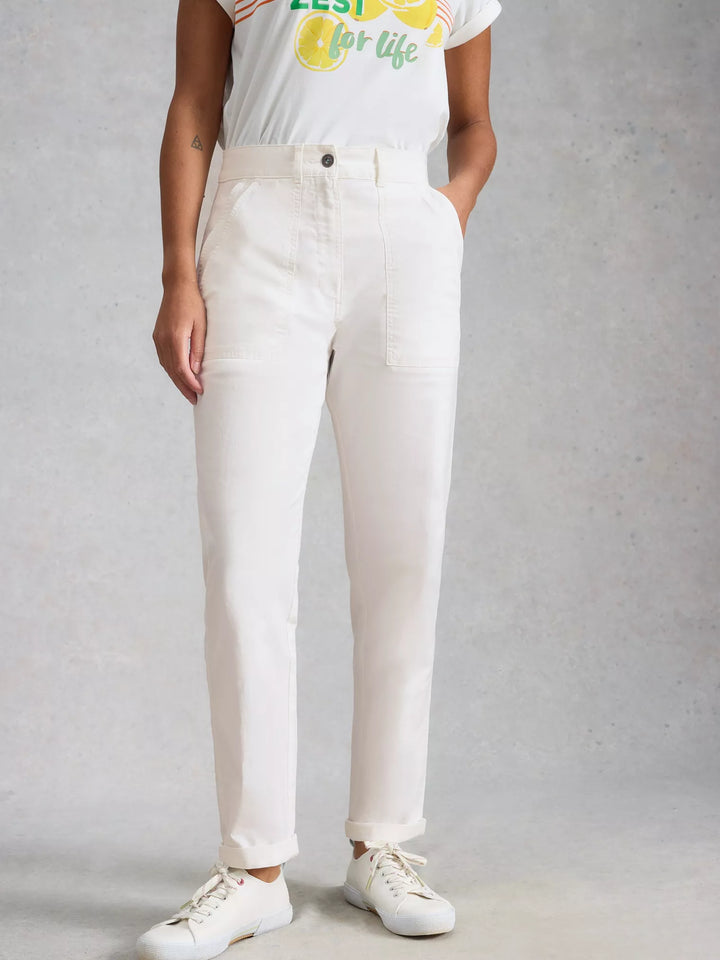 Pantalon longueur cheville - Extensible en coton biologique et lin