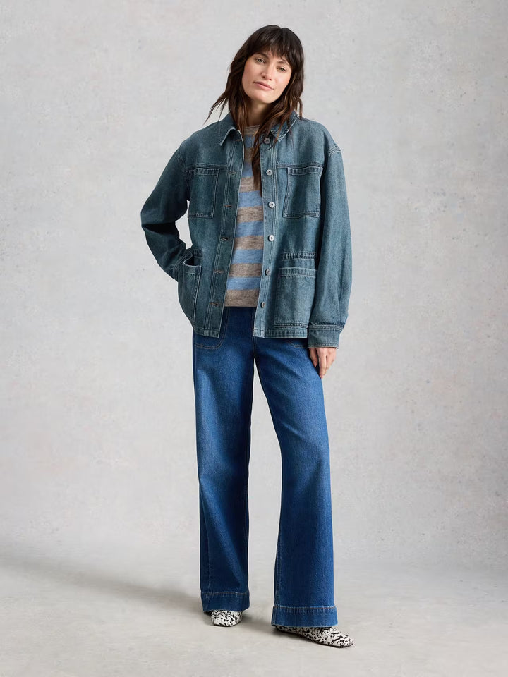 Veste en denim utilitaire Luna - Blouson ajustable en coton biologique