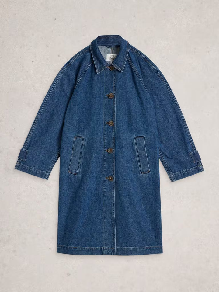 Veste en denim longue en coton biologique