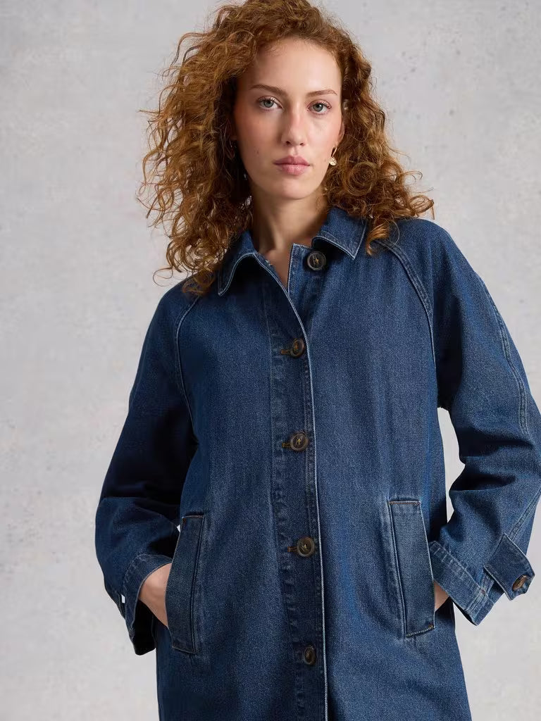 Veste en denim longue en coton biologique
