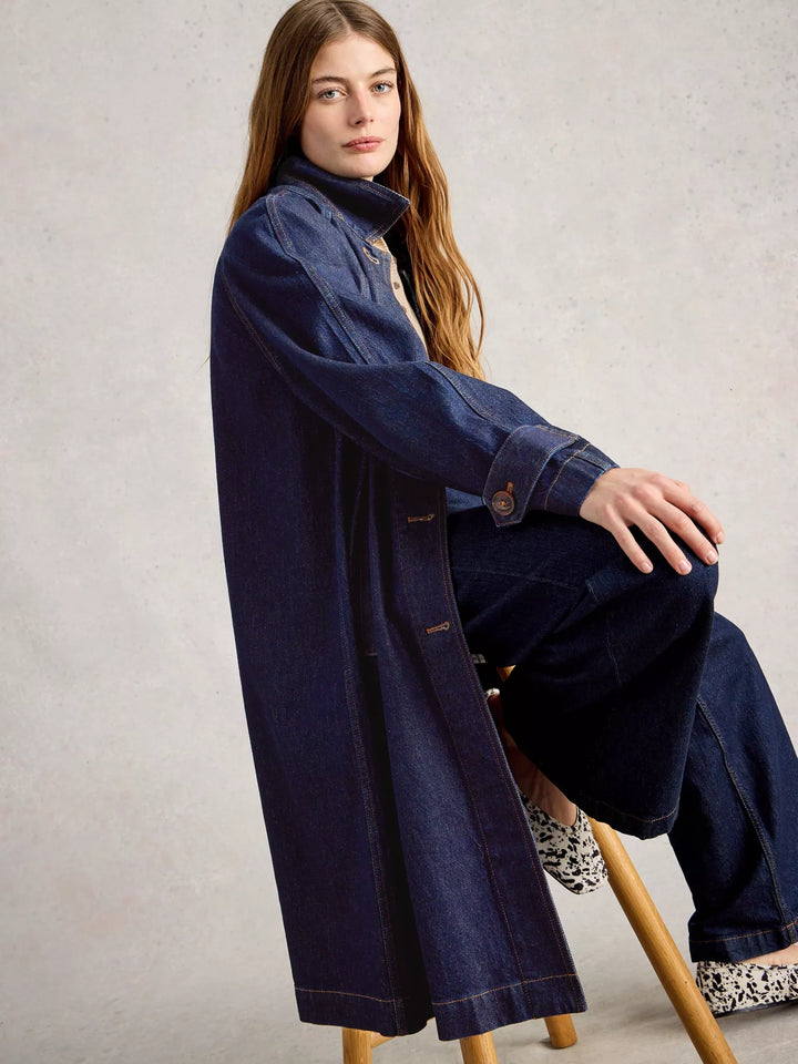 Trench long en coton biologique - Chic urbain écoresponsable**