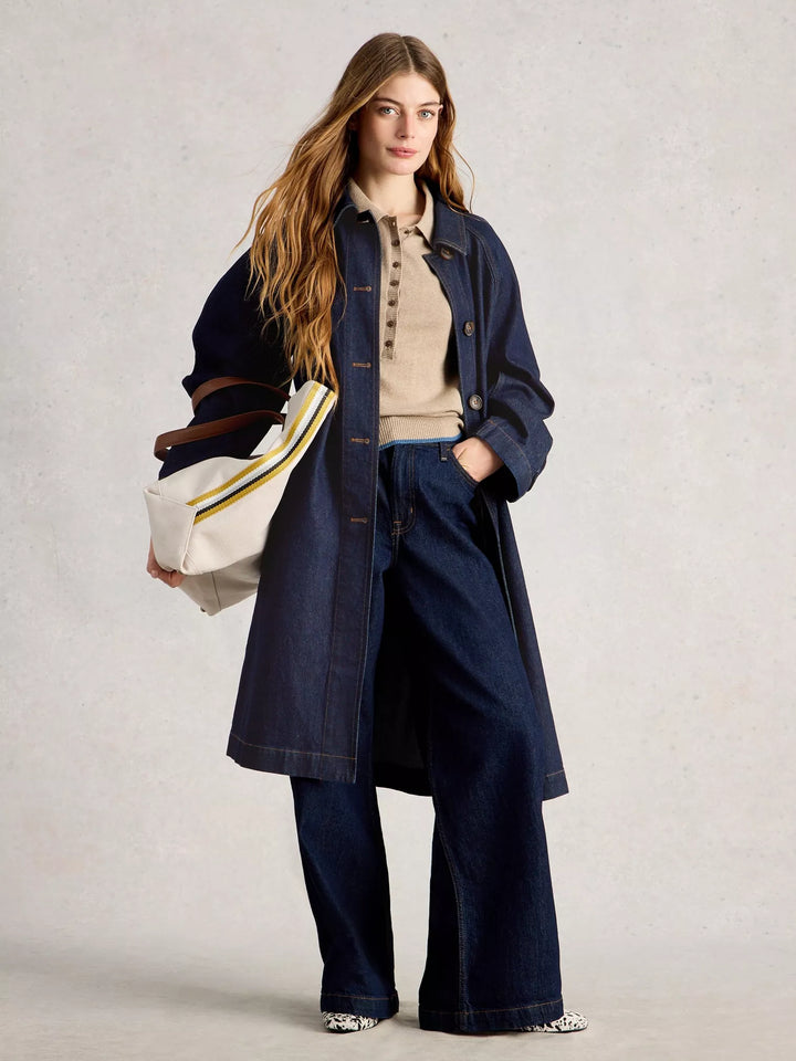 Trench long en coton biologique - Chic urbain écoresponsable**