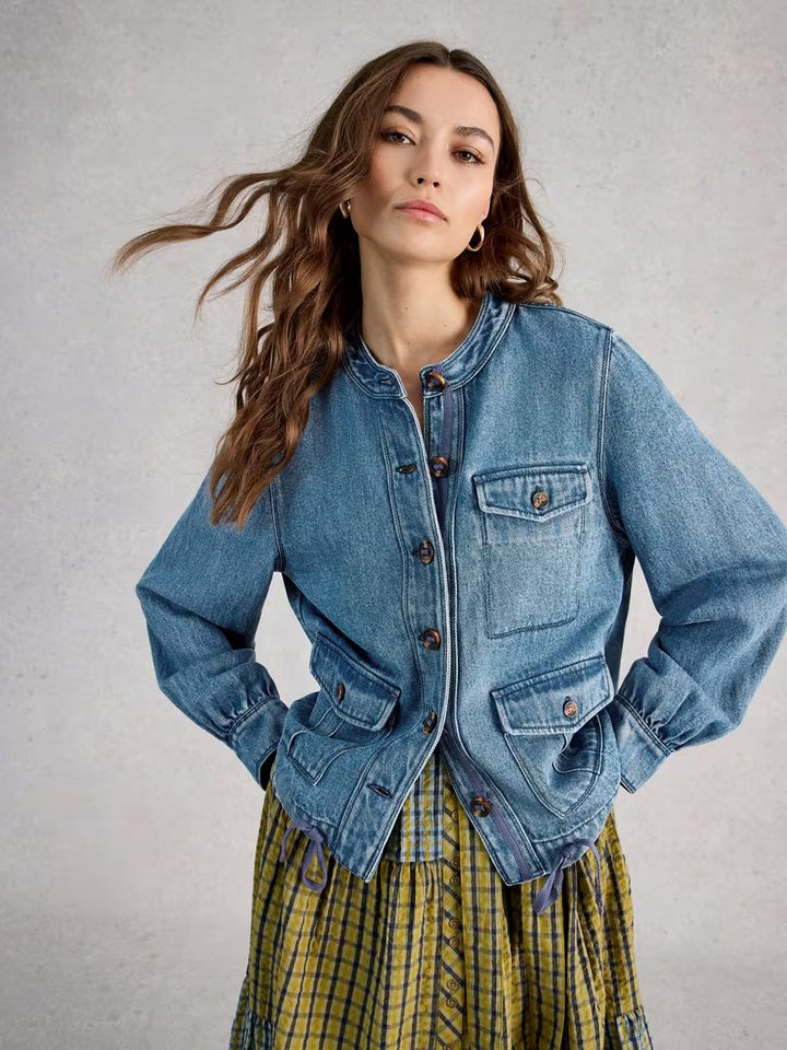 Veste en denim lyocell à détails ajustables