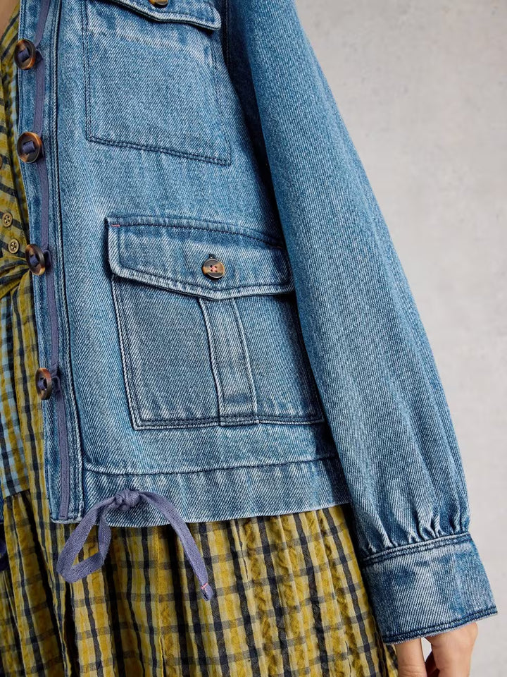 Veste en denim lyocell à détails ajustables