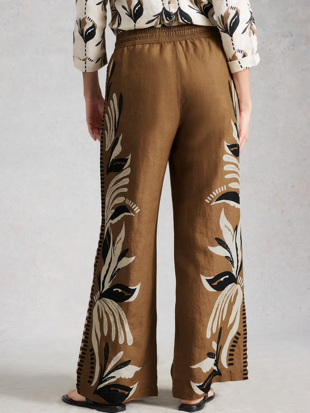 Pantalon large en lin pur Ally - Respirant à taille ajustable