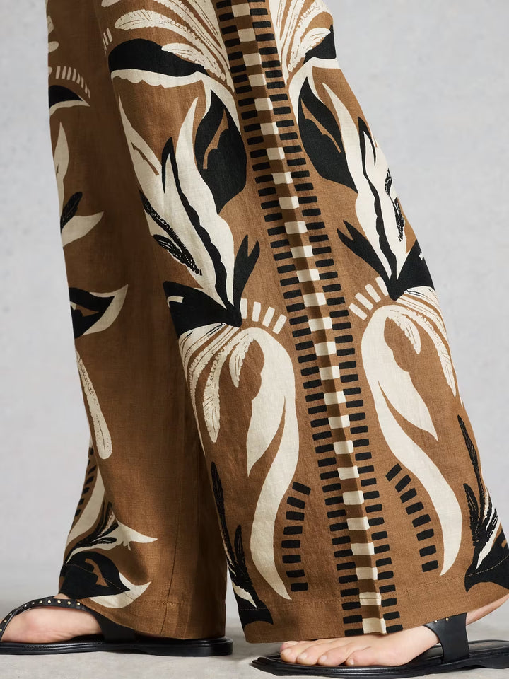 Pantalon large en lin pur Ally - Respirant à taille ajustable