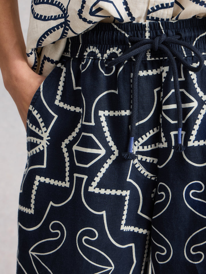 Pantalon large en lin pur Ally - Respirant à taille ajustable