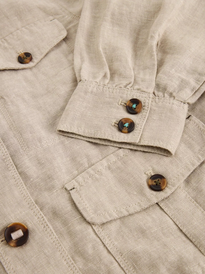 Veste en lin - Décontractée avec poches et col rond