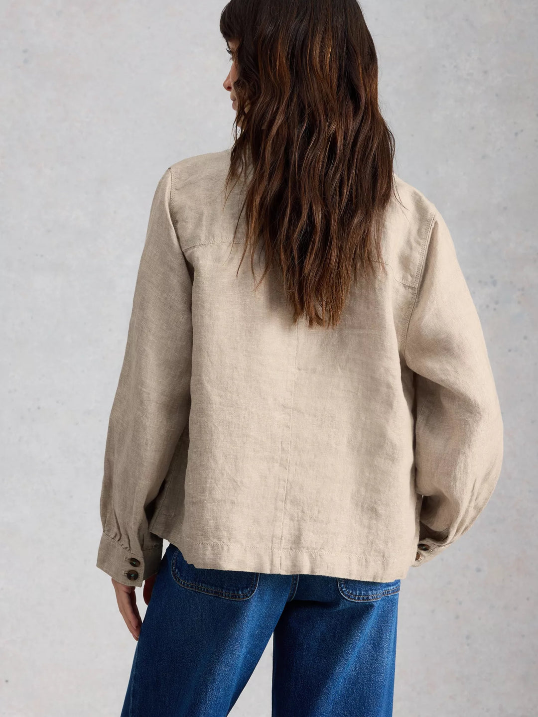 Veste en lin - Décontractée avec poches et col rond