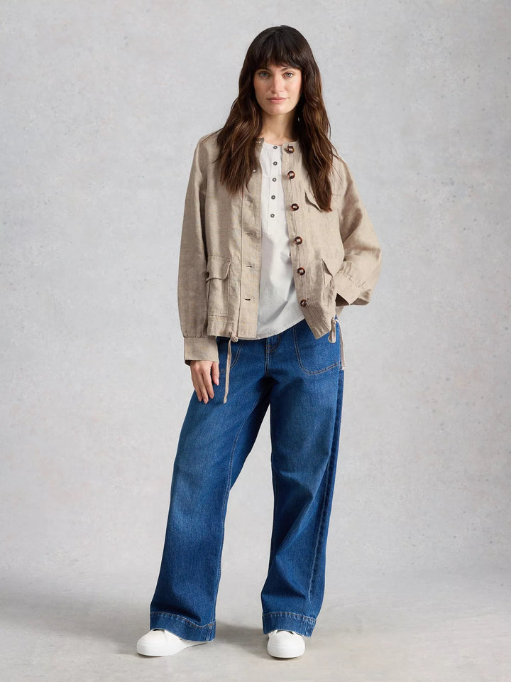 Veste en lin - Décontractée avec poches et col rond