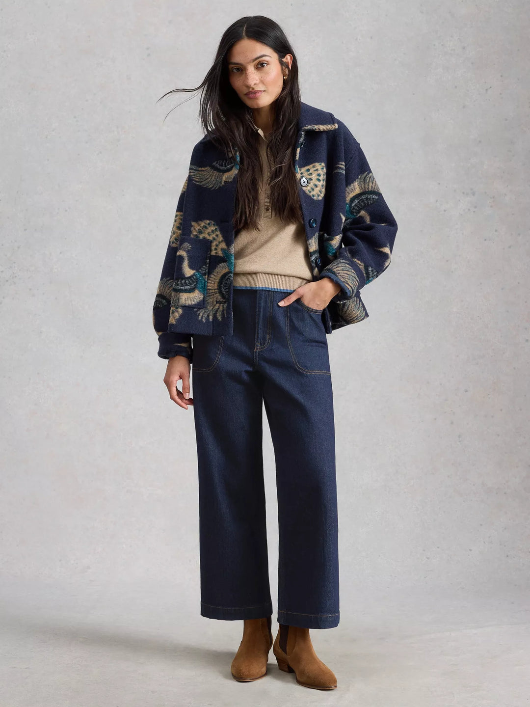 Pantalon écourté à jambe large en coton biologique Tia - Confort et style rétro