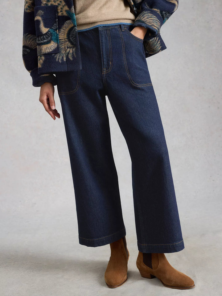 Pantalon écourté à jambe large en coton biologique Tia - Confort et style rétro