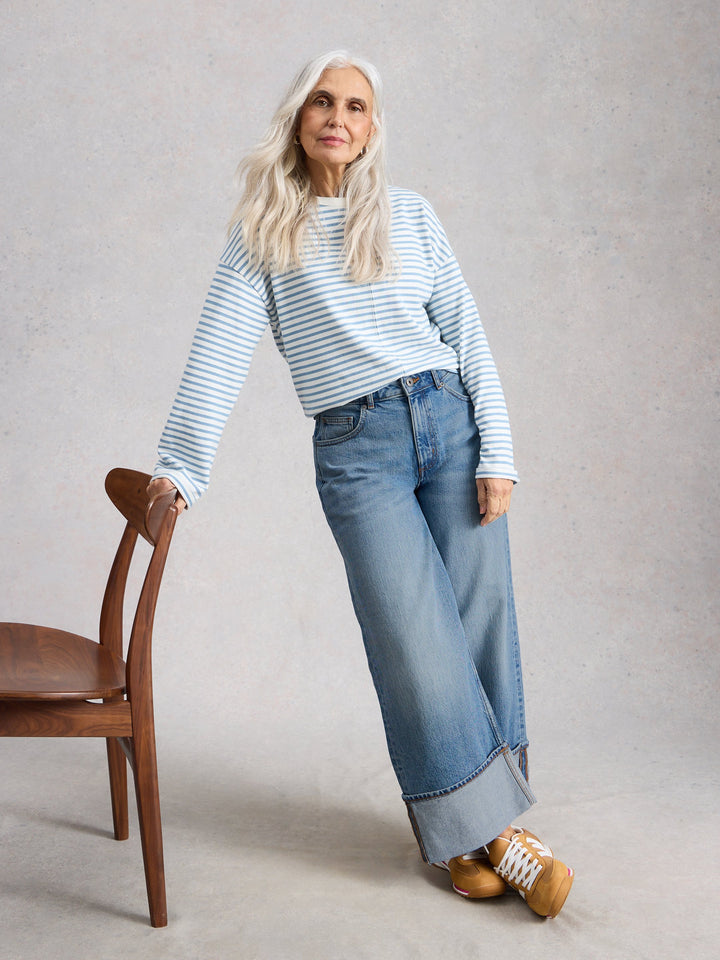 Jean large en coton biologique Bailey - À revers et coupe authentique