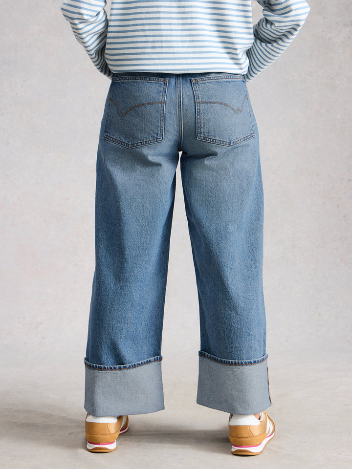 Jean large en coton biologique Bailey - À revers et coupe authentique