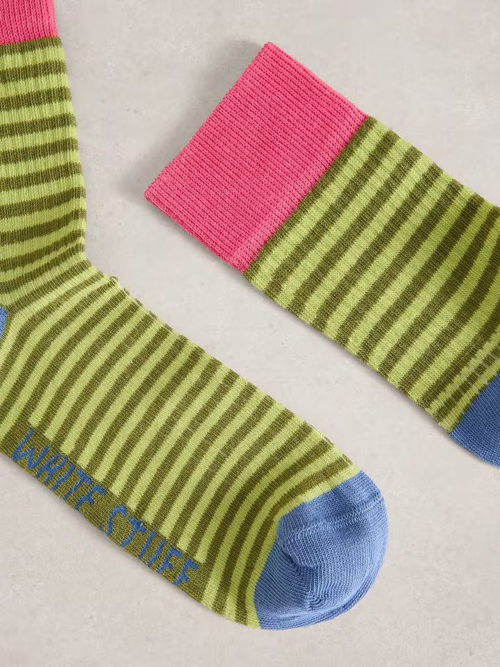 Chaussettes cheville rayées en coton biologique