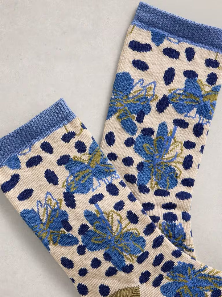 Chaussette avec imprimés de fleurs en coton biologique