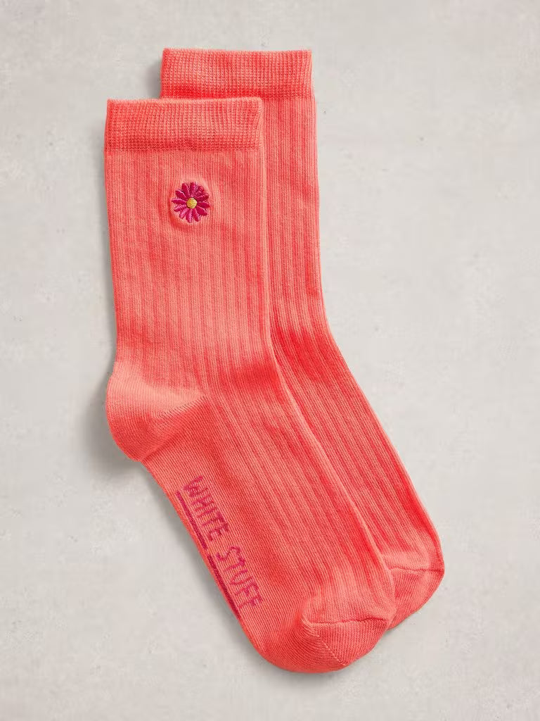 Chaussettes en coton biologique avec fleur brodé