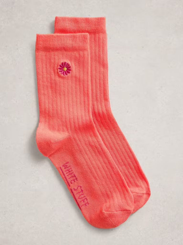 Chaussettes en coton biologique avec fleur brodé