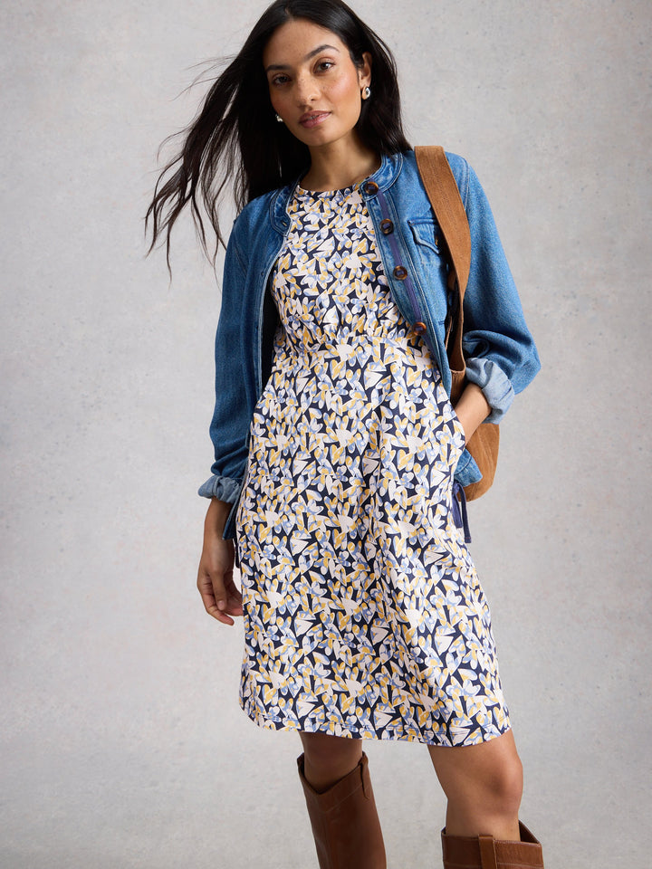 Robe imprimée col rond Olivia - poches et manches 3/4