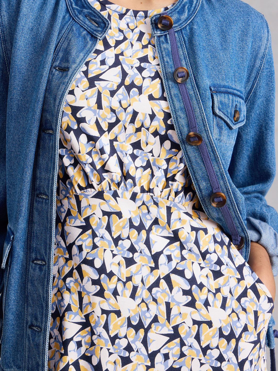 Robe imprimée col rond Olivia - poches et manches 3/4