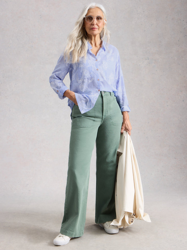 Chemise de coton en jacquard Sophie - Blouse boutonnée texturée