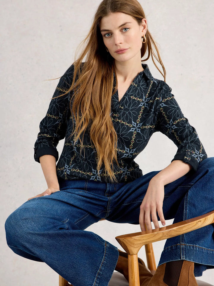 Blouse en coton à manches 3/4 Allie - 100% coton