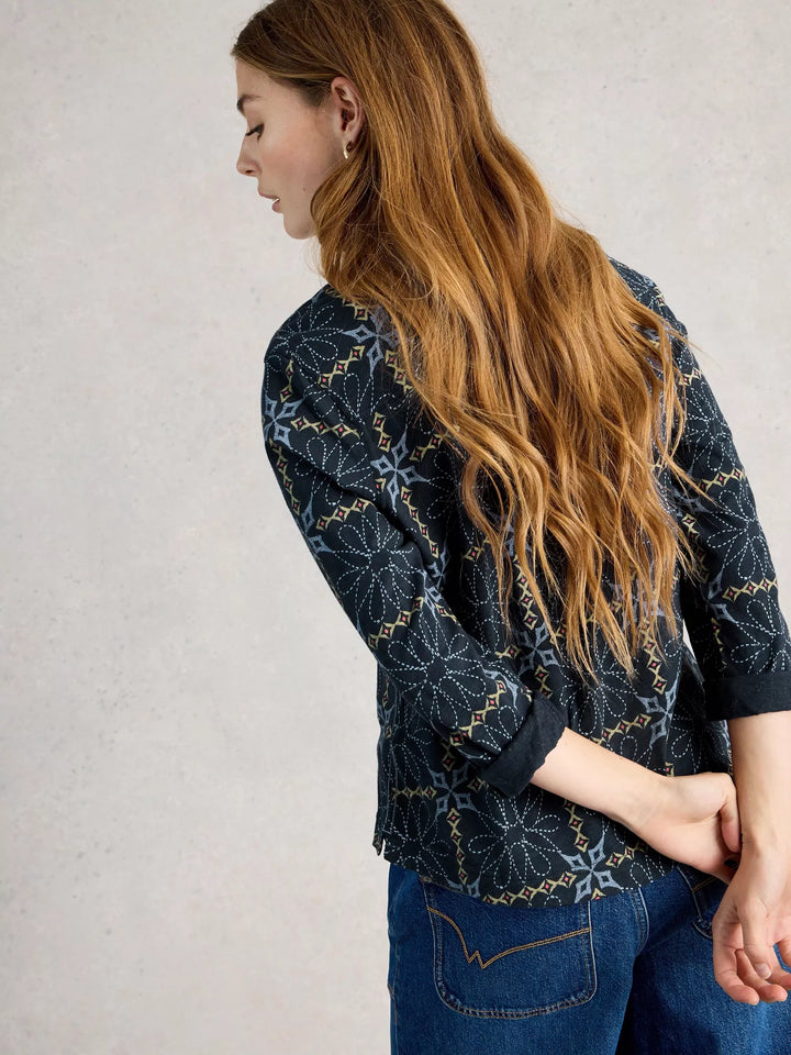 Blouse en coton à manches 3/4 Allie - 100% coton
