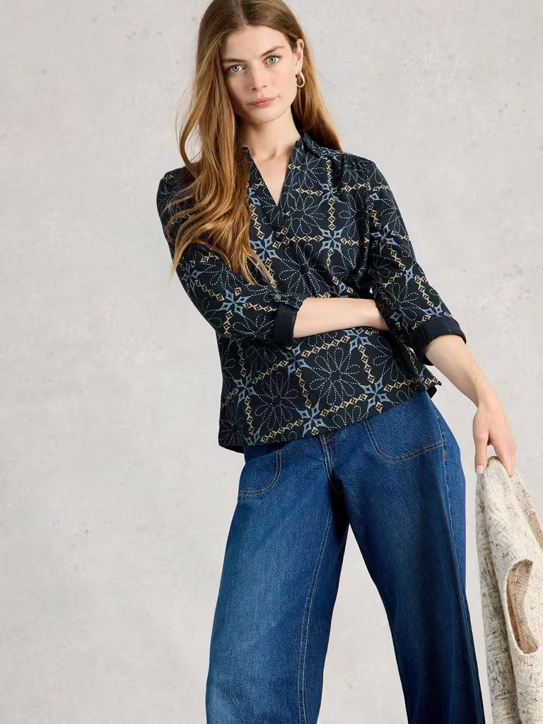 Blouse en coton à manches 3/4 Allie - 100% coton