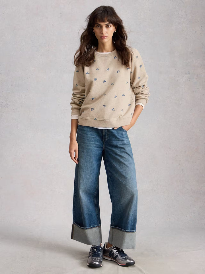 Chandail à cœurs brodés en coton biologique