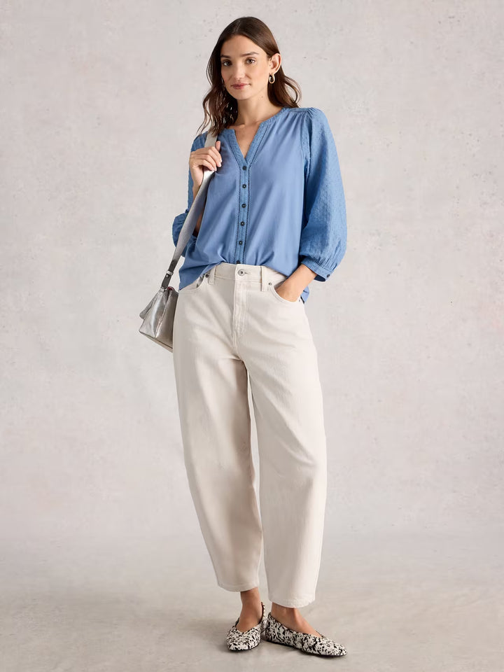 Blouse en coton aux manches texturées Daisy