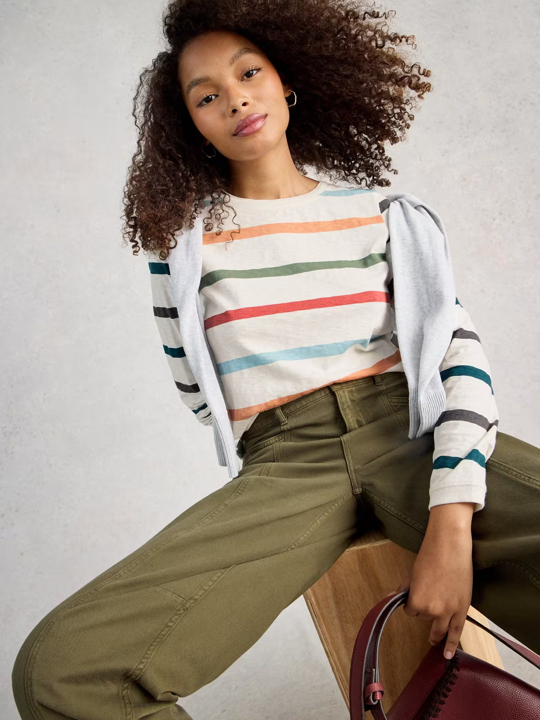 Chandail à rayures colorées manches longues Clara