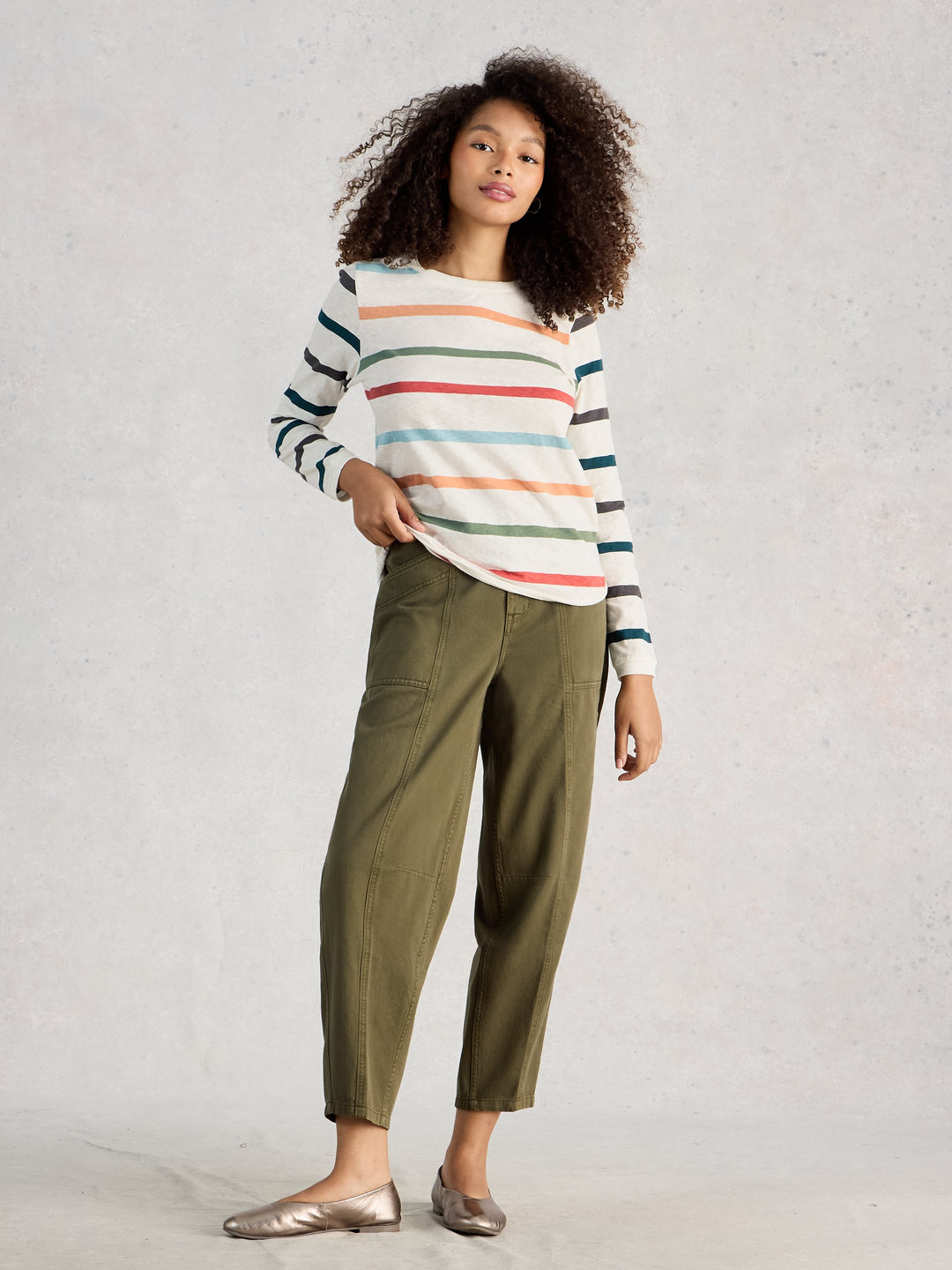 Chandail à rayures colorées manches longues Clara - 100% coton