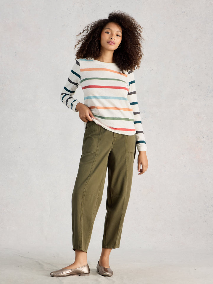 Chandail à rayures colorées manches longues Clara - 100% coton