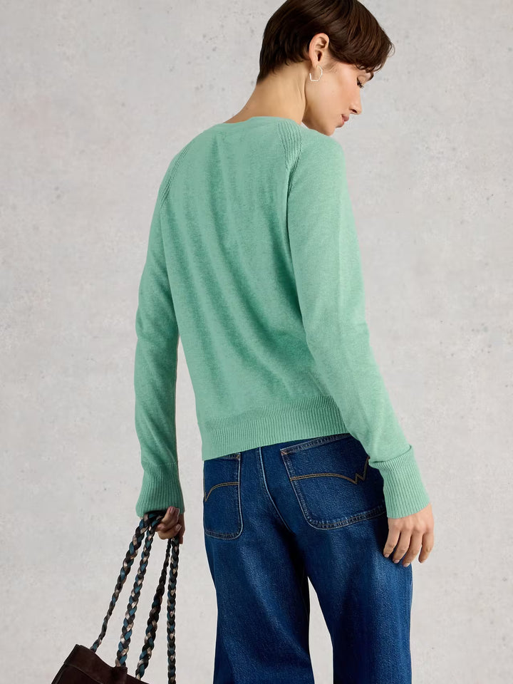 Cardigan à encolure ronde en coton biologique Lulu