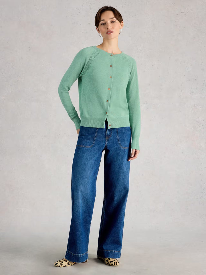 Cardigan à encolure ronde en coton biologique Lulu