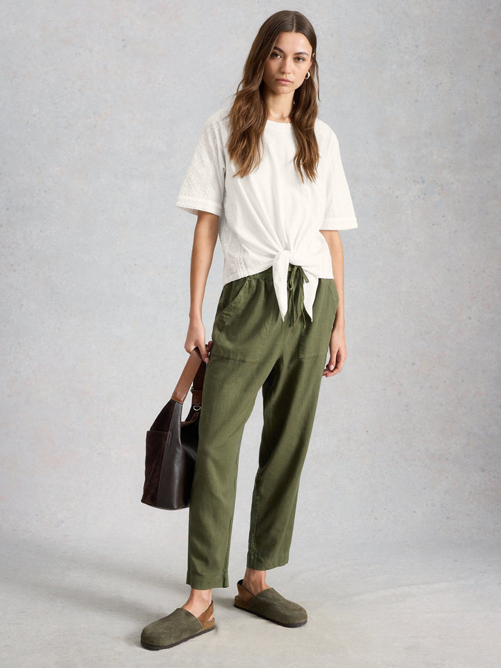 T-shirt blanc à détails brodés - Coton et bas à nouer