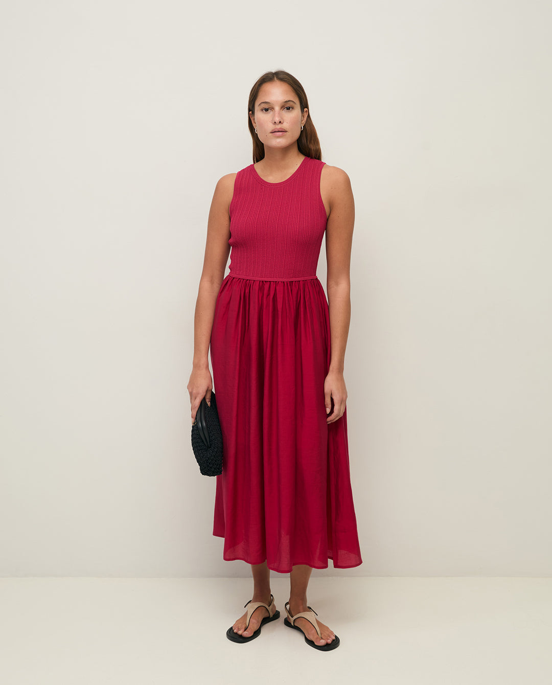 Robe sans manches à haut côtelé - En mélange de viscose