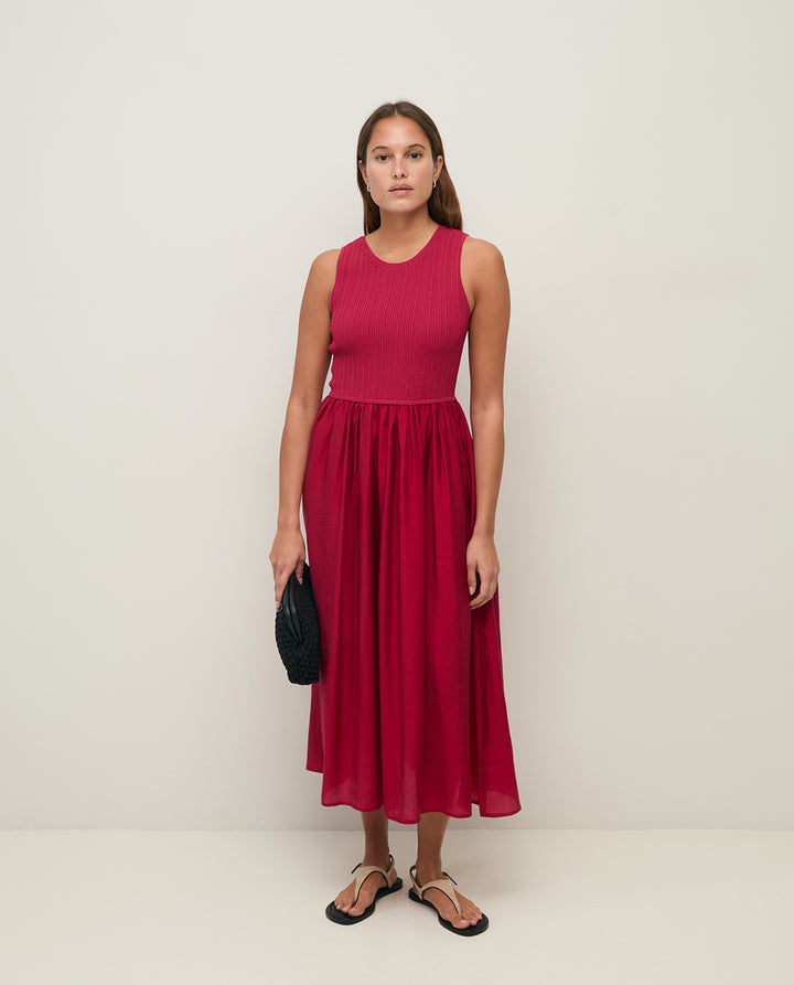 Robe sans manches à haut côtelé - En mélange de viscose