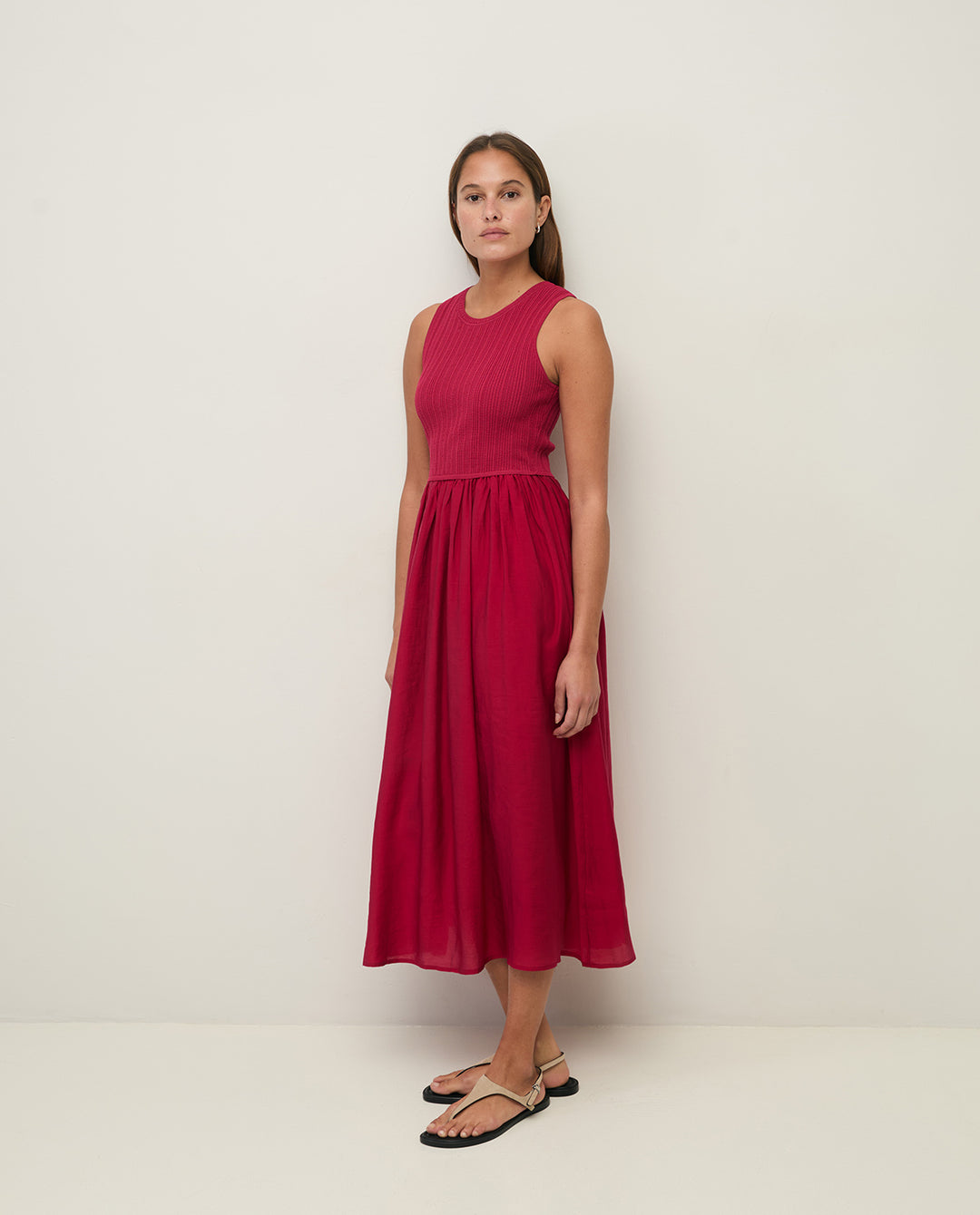 Robe sans manches à haut côtelé - En mélange de viscose