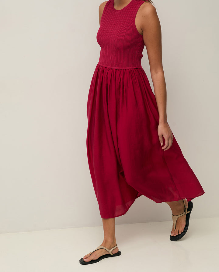 Robe sans manches à haut côtelé - En mélange de viscose