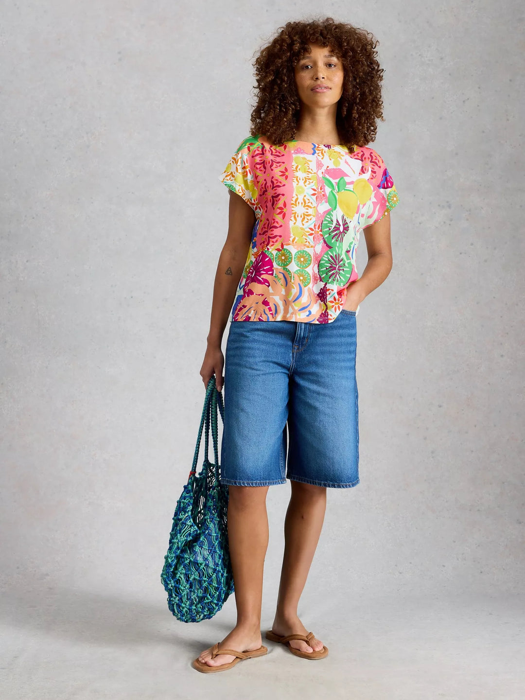 T-shirt à imprimé tropical - En viscose Ecovero et coton biologique